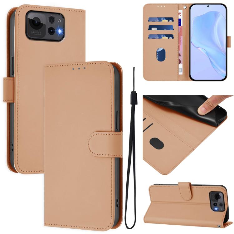 Skin Feel Solid Color Leather Phone Case with Lanyard, For Asus Zenfone 12 Ultra, For Asus ROG Phone 9 / 9 Pro