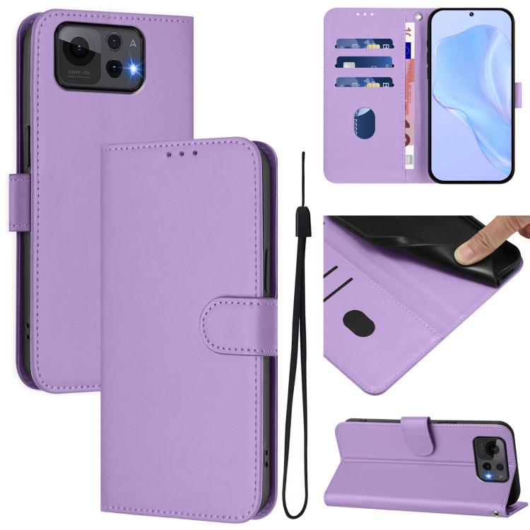 Skin Feel Solid Color Leather Phone Case with Lanyard, For Asus Zenfone 12 Ultra, For Asus ROG Phone 9 / 9 Pro