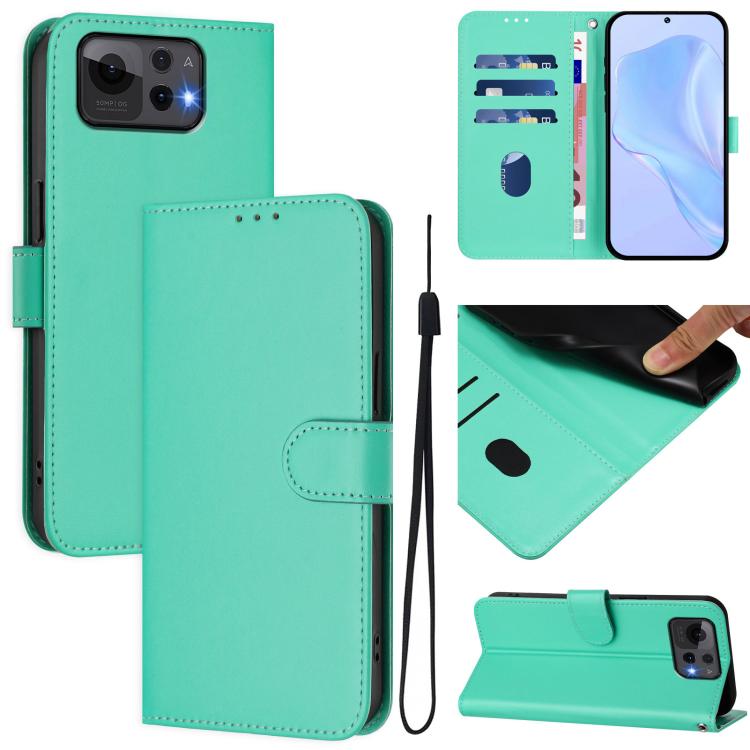 Skin Feel Solid Color Leather Phone Case with Lanyard, For Asus Zenfone 12 Ultra, For Asus ROG Phone 9 / 9 Pro