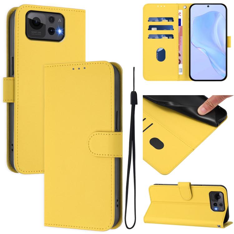 Skin Feel Solid Color Leather Phone Case with Lanyard, For Asus Zenfone 12 Ultra, For Asus ROG Phone 9 / 9 Pro