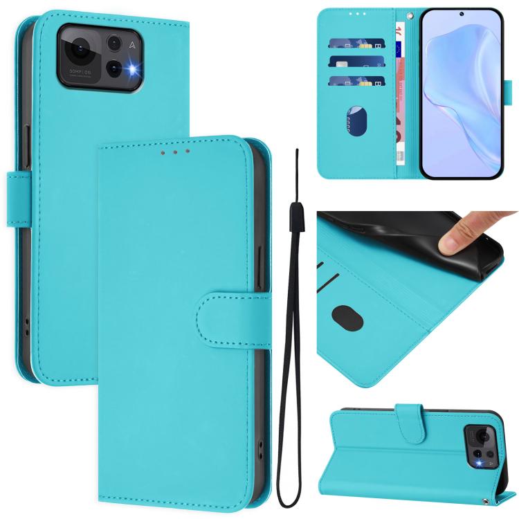 Skin Feel Solid Color Leather Phone Case with Lanyard, For Asus Zenfone 12 Ultra, For Asus ROG Phone 9 / 9 Pro