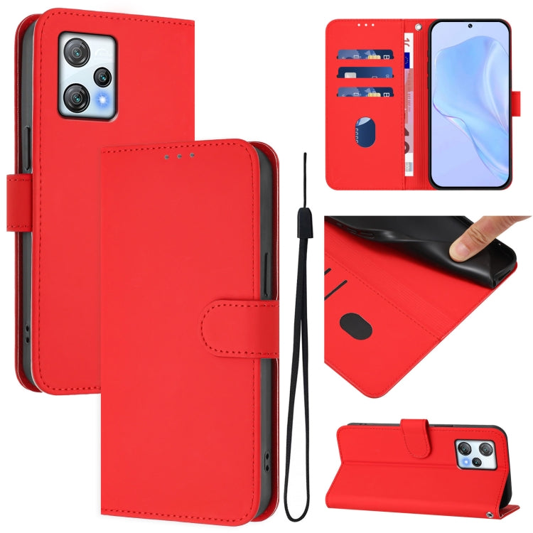 Skin Feel Solid Color Leather Phone Case with Lanyard, For Blackview A53