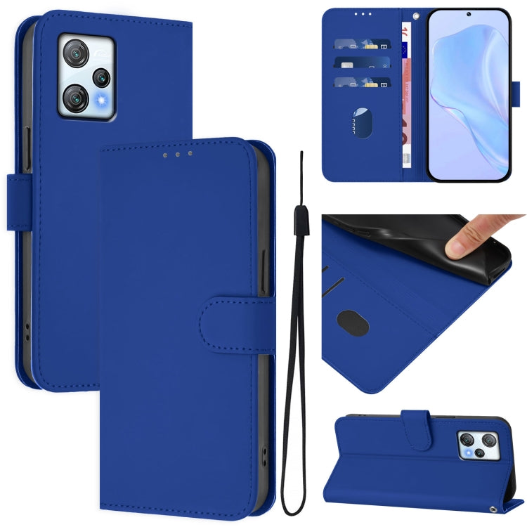 Skin Feel Solid Color Leather Phone Case with Lanyard, For Blackview A53