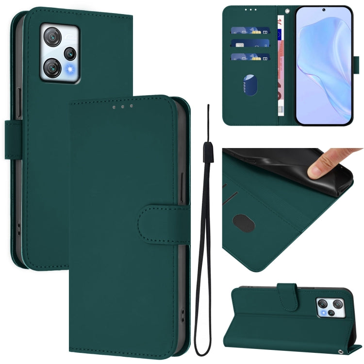 Skin Feel Solid Color Leather Phone Case with Lanyard, For Blackview A53