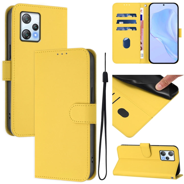 Skin Feel Solid Color Leather Phone Case with Lanyard, For Blackview A53