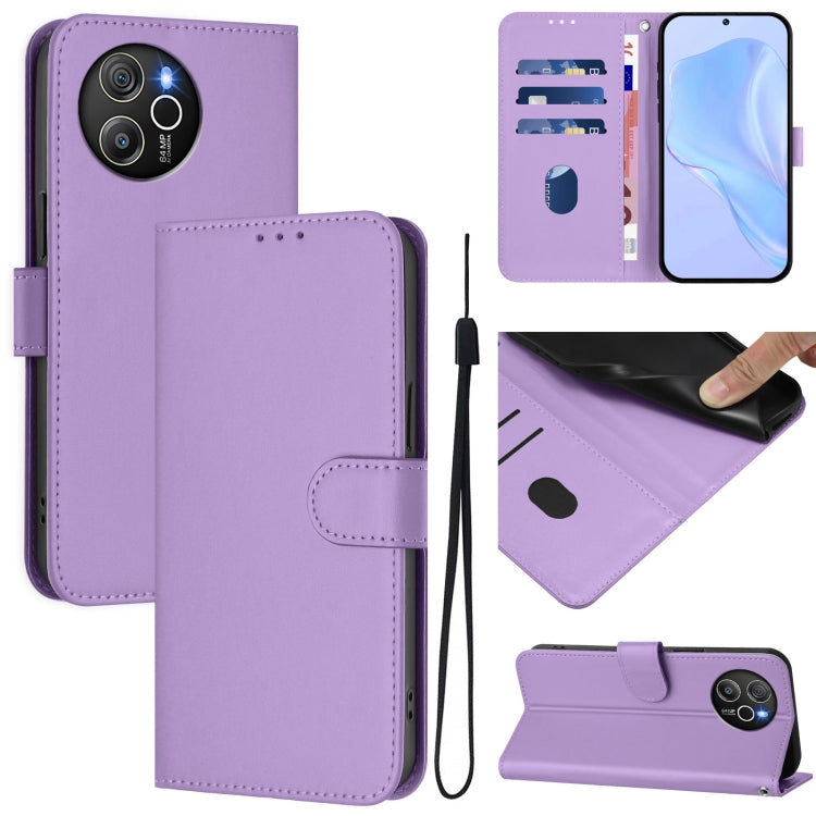 Skin Feel Solid Color Leather Phone Case with Lanyard, For Blackview Wave 6C, For Blackview Shark 8 / Oscal Tiger 12