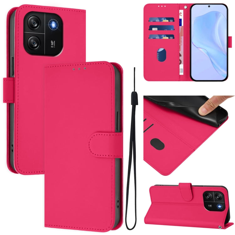 Skin Feel Solid Color Leather Phone Case with Lanyard, For Blackview Wave 6C, For Blackview Shark 8 / Oscal Tiger 12