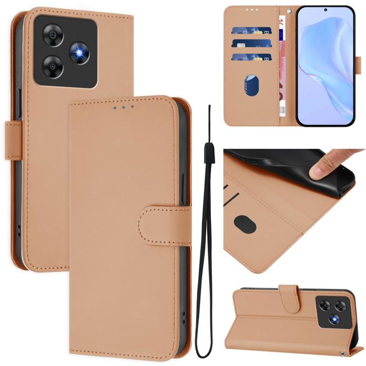 Skin Feel Solid Color Leather Phone Case with Lanyard, For Blackview Oscal Flat 2 / 2C, For Blackview Wave 8C
