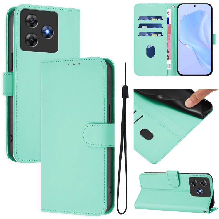 Skin Feel Solid Color Leather Phone Case with Lanyard, For Blackview Oscal Flat 2 / 2C, For Blackview Wave 8C