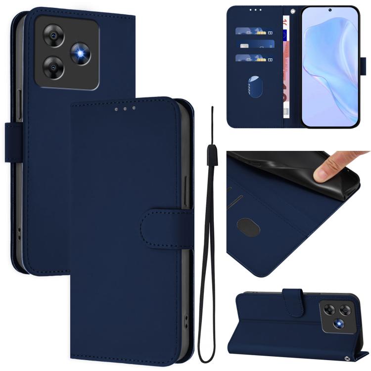 Skin Feel Solid Color Leather Phone Case with Lanyard, For Blackview Oscal Flat 2 / 2C, For Blackview Wave 8C