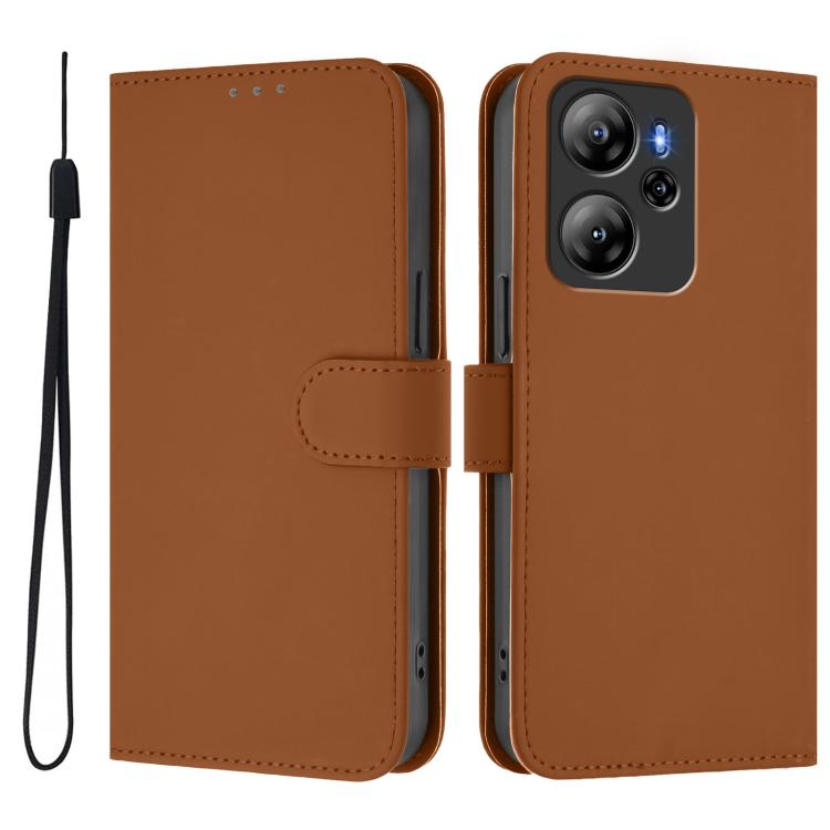 Skin Feel Solid Color Leather Phone Case with Lanyard, For Blackview Oscal Tiger 12, For Blackview A52 / A52 Pro