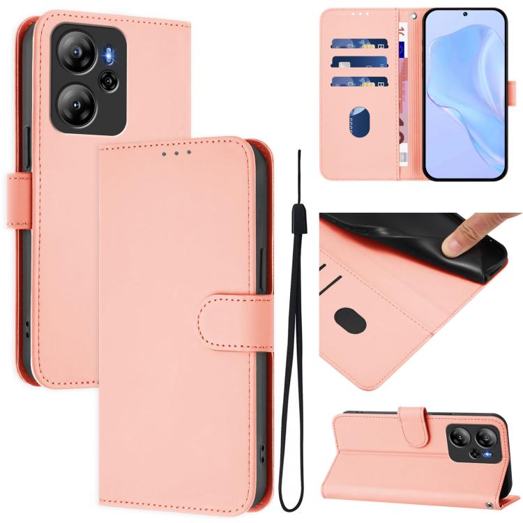 Skin Feel Solid Color Leather Phone Case with Lanyard, For Blackview Oscal Tiger 12, For Blackview A52 / A52 Pro