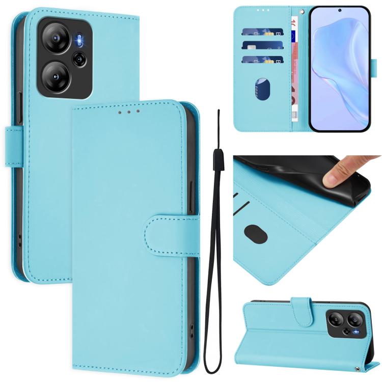 Skin Feel Solid Color Leather Phone Case with Lanyard, For Blackview Oscal Tiger 12, For Blackview A52 / A52 Pro