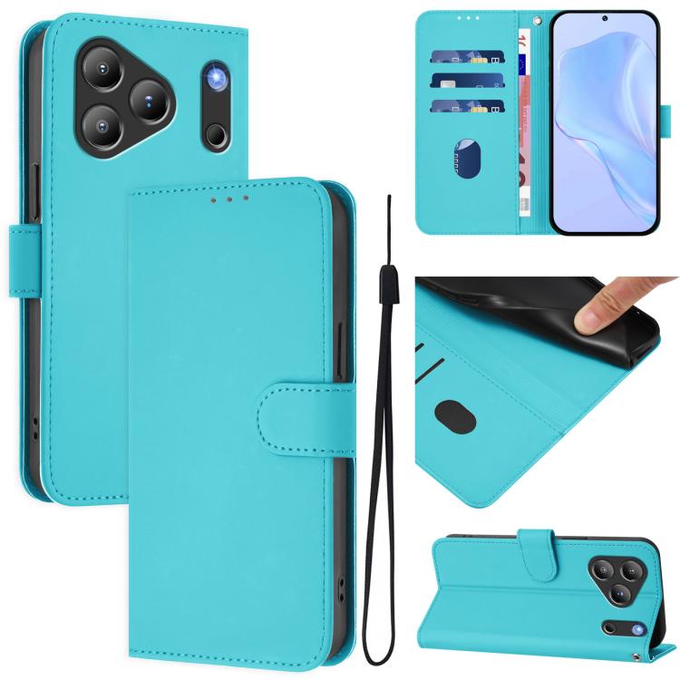 Skin Feel Solid Color Leather Phone Case with Lanyard, For Blackview Wave 7C, For Blackview Wave 10