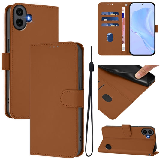 Skin Feel Solid Color Leather Phone Case with Lanyard, For Nothing CMF Phone 1, For Nothing Phone 2A