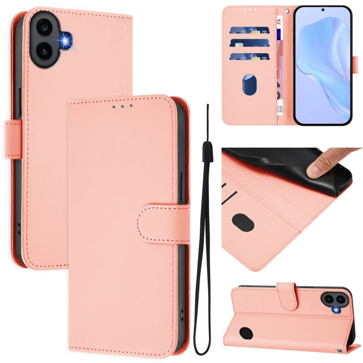 Skin Feel Solid Color Leather Phone Case with Lanyard, For Nothing CMF Phone 1, For Nothing Phone 2A