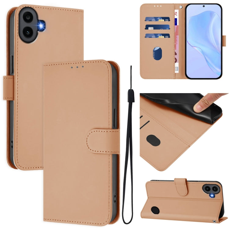 Skin Feel Solid Color Leather Phone Case with Lanyard, For Nothing CMF Phone 1, For Nothing Phone 2A