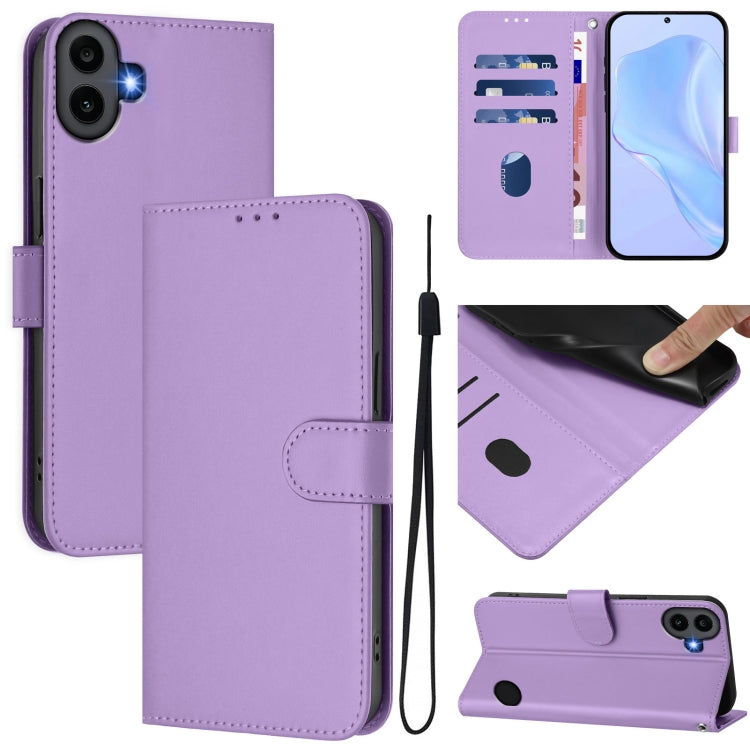 Skin Feel Solid Color Leather Phone Case with Lanyard, For Nothing CMF Phone 1, For Nothing Phone 2A