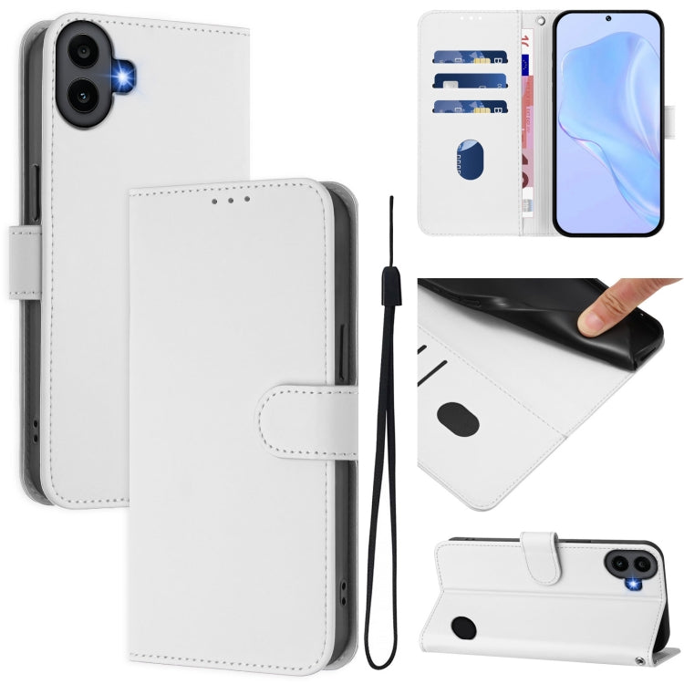 Skin Feel Solid Color Leather Phone Case with Lanyard, For Nothing CMF Phone 1, For Nothing Phone 2A