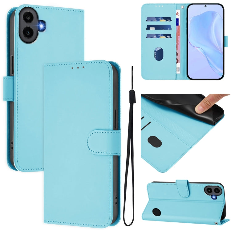 Skin Feel Solid Color Leather Phone Case with Lanyard, For Nothing CMF Phone 1, For Nothing Phone 2A