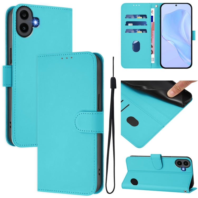 Skin Feel Solid Color Leather Phone Case with Lanyard, For Nothing CMF Phone 1, For Nothing Phone 2A