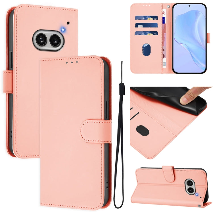 Skin Feel Solid Color Leather Phone Case with Lanyard, For Nothing CMF Phone 1, For Nothing Phone 2A