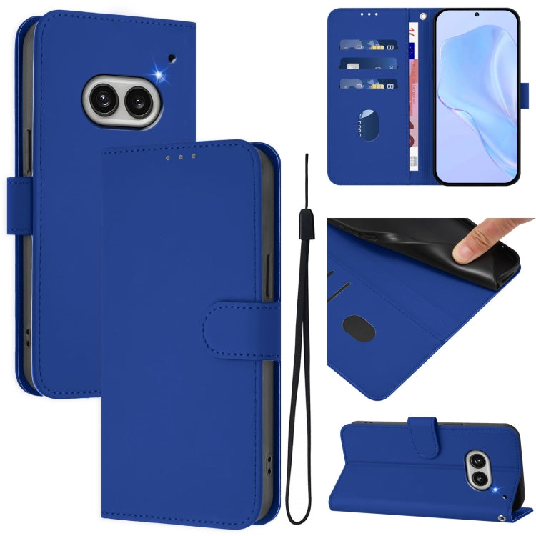 Skin Feel Solid Color Leather Phone Case with Lanyard, For Nothing CMF Phone 1, For Nothing Phone 2A