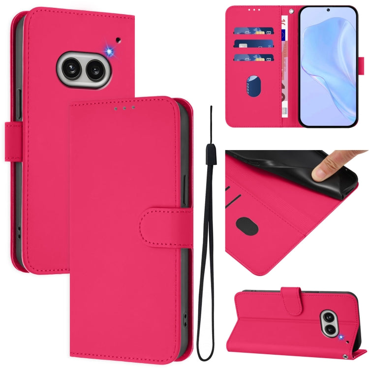 Skin Feel Solid Color Leather Phone Case with Lanyard, For Nothing CMF Phone 1, For Nothing Phone 2A