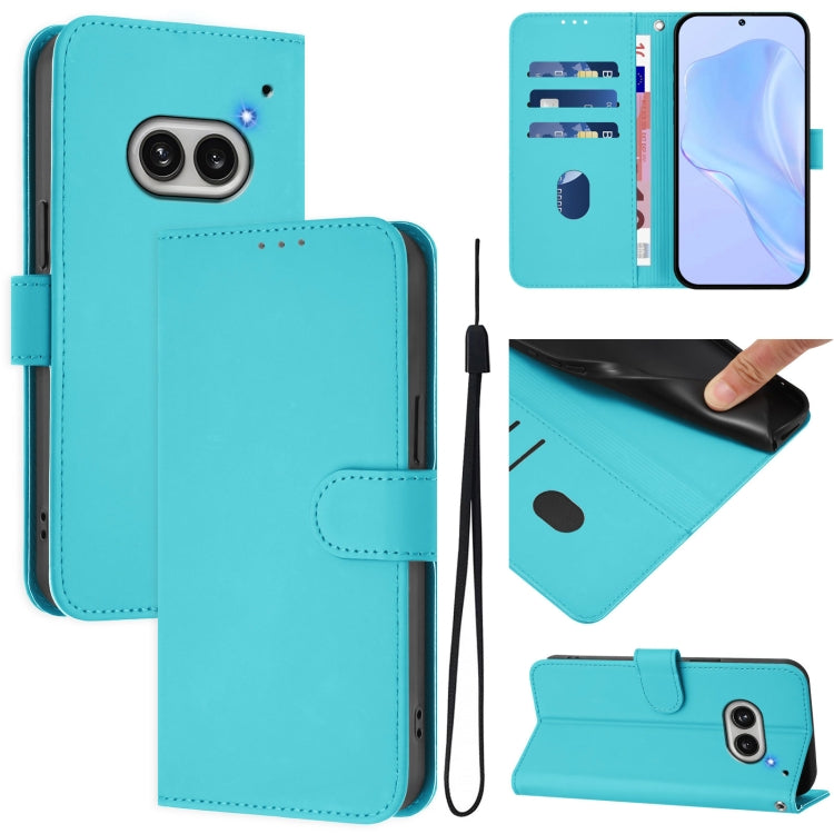 Skin Feel Solid Color Leather Phone Case with Lanyard, For Nothing CMF Phone 1, For Nothing Phone 2A