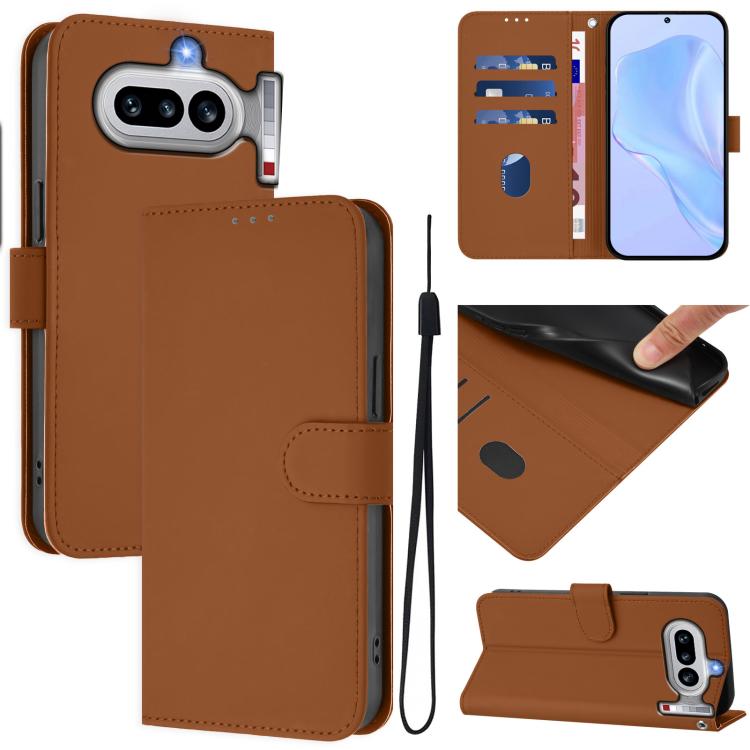 Skin Feel Solid Color Leather Phone Case with Lanyard, For Nothing Phone 4a Pro, For Nothing Phone 4a