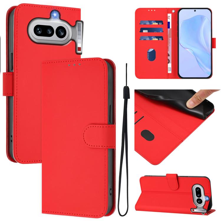 Skin Feel Solid Color Leather Phone Case with Lanyard, For Nothing Phone 4a Pro, For Nothing Phone 4a