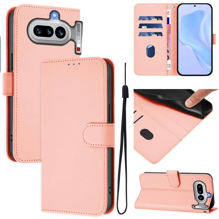 Skin Feel Solid Color Leather Phone Case with Lanyard, For Nothing Phone 4a Pro, For Nothing Phone 4a
