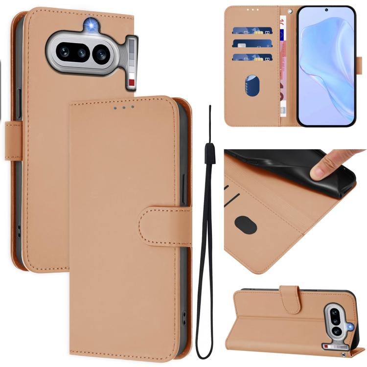 Skin Feel Solid Color Leather Phone Case with Lanyard, For Nothing Phone 4a Pro, For Nothing Phone 4a