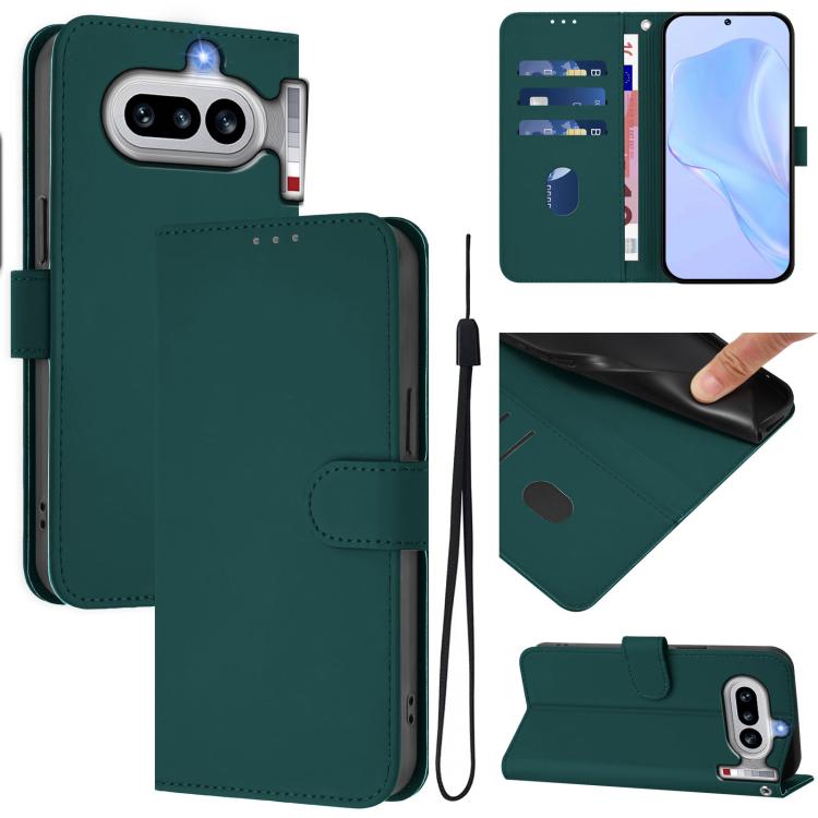 Skin Feel Solid Color Leather Phone Case with Lanyard, For Nothing Phone 4a Pro, For Nothing Phone 4a