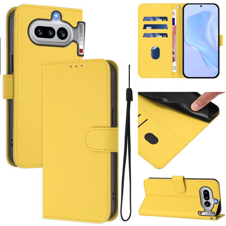 Skin Feel Solid Color Leather Phone Case with Lanyard, For Nothing Phone 4a Pro, For Nothing Phone 4a