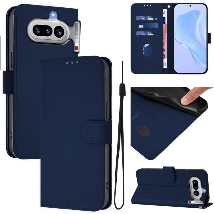 Skin Feel Solid Color Leather Phone Case with Lanyard, For Nothing Phone 4a Pro, For Nothing Phone 4a