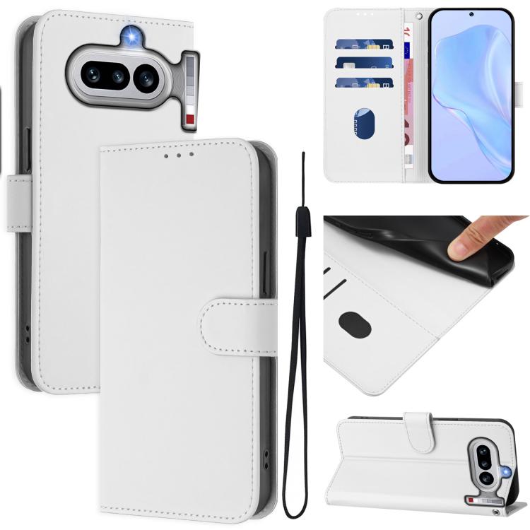 Skin Feel Solid Color Leather Phone Case with Lanyard, For Nothing Phone 4a Pro, For Nothing Phone 4a