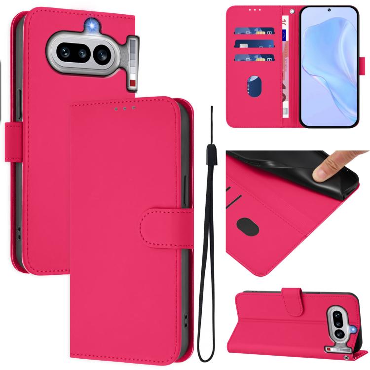 Skin Feel Solid Color Leather Phone Case with Lanyard, For Nothing Phone 4a Pro, For Nothing Phone 4a