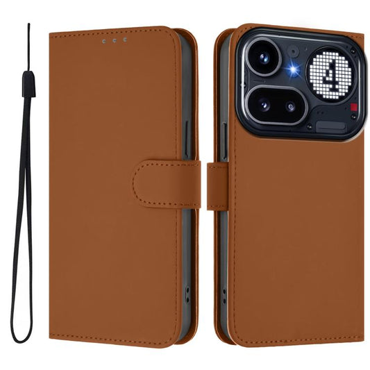 Skin Feel Solid Color Leather Phone Case with Lanyard, For Nothing Phone 4a Pro, For Nothing Phone 4a