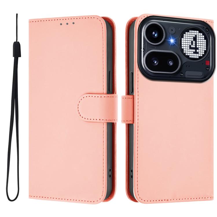 Skin Feel Solid Color Leather Phone Case with Lanyard, For Nothing Phone 4a Pro, For Nothing Phone 4a