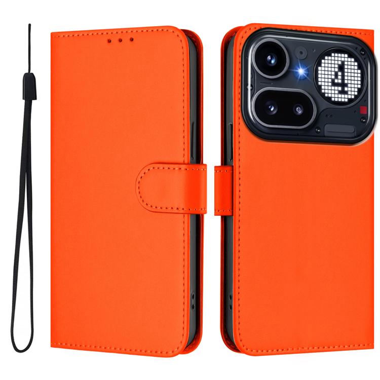 Skin Feel Solid Color Leather Phone Case with Lanyard, For Nothing Phone 4a Pro, For Nothing Phone 4a