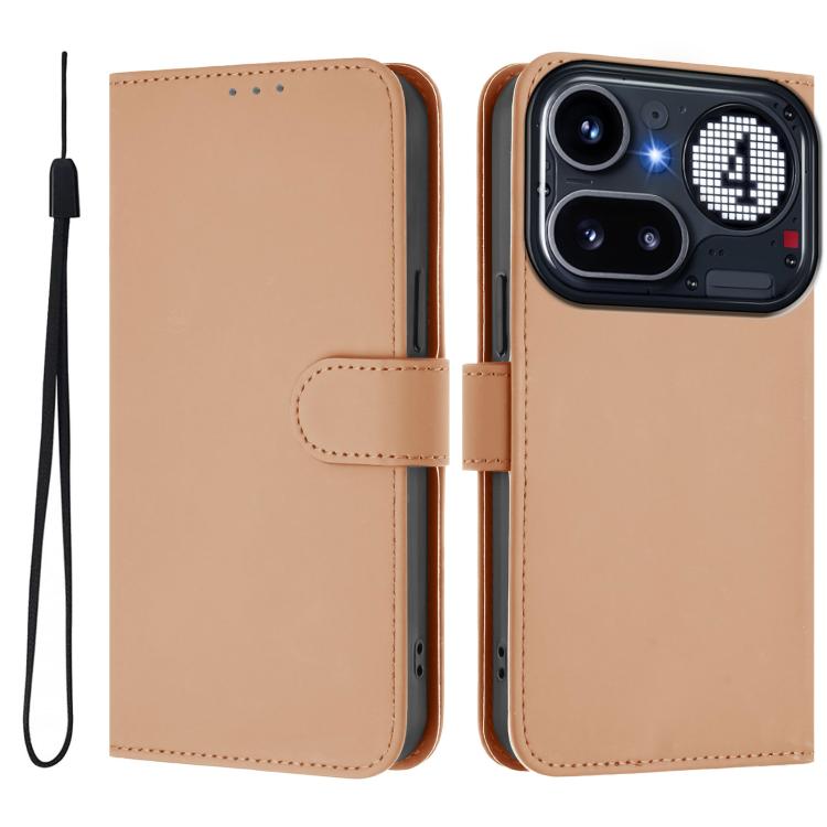 Skin Feel Solid Color Leather Phone Case with Lanyard, For Nothing Phone 4a Pro, For Nothing Phone 4a