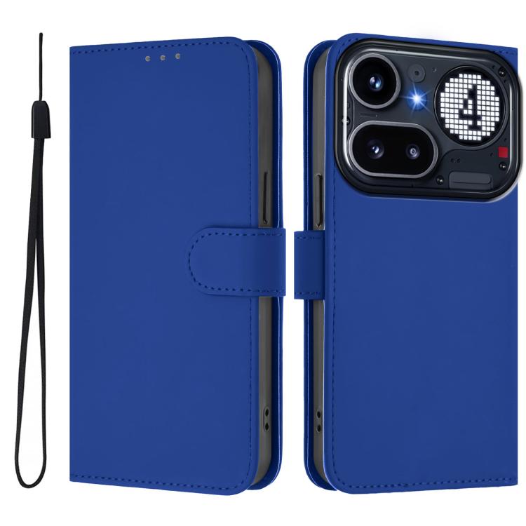 Skin Feel Solid Color Leather Phone Case with Lanyard, For Nothing Phone 4a Pro, For Nothing Phone 4a