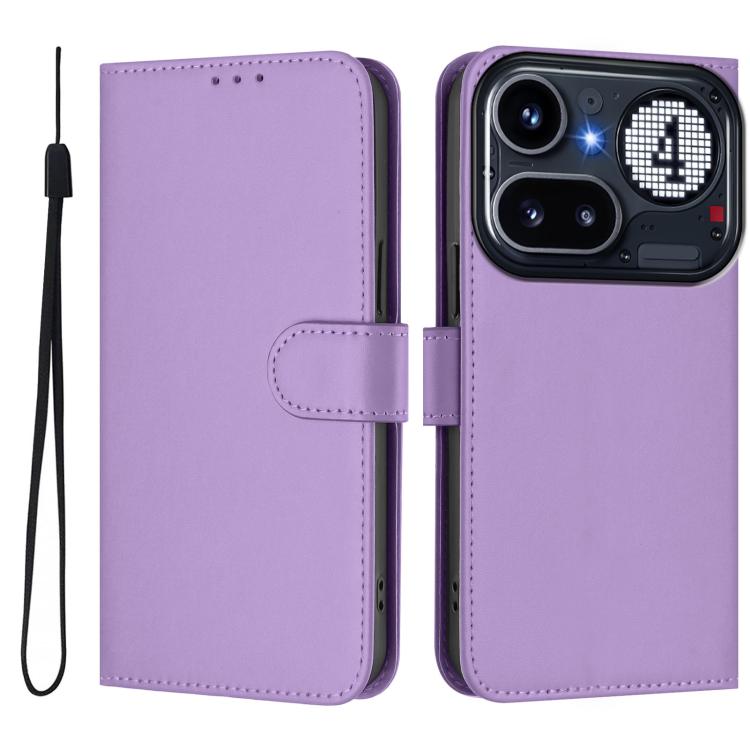 Skin Feel Solid Color Leather Phone Case with Lanyard, For Nothing Phone 4a Pro, For Nothing Phone 4a