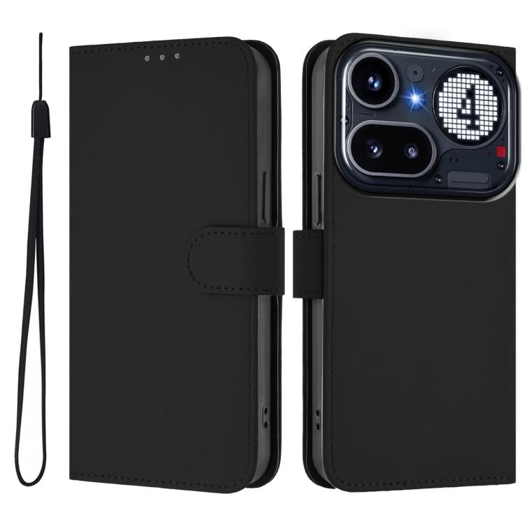 Skin Feel Solid Color Leather Phone Case with Lanyard, For Nothing Phone 4a Pro, For Nothing Phone 4a