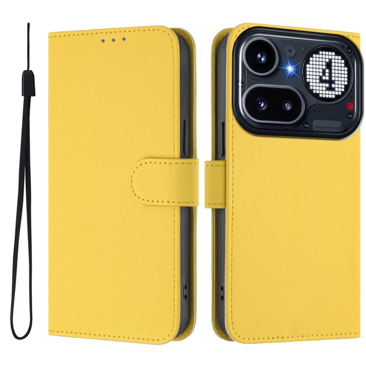 Skin Feel Solid Color Leather Phone Case with Lanyard, For Nothing Phone 4a Pro, For Nothing Phone 4a