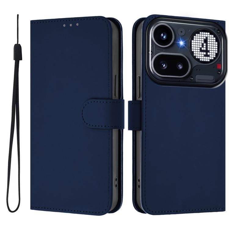Skin Feel Solid Color Leather Phone Case with Lanyard, For Nothing Phone 4a Pro, For Nothing Phone 4a