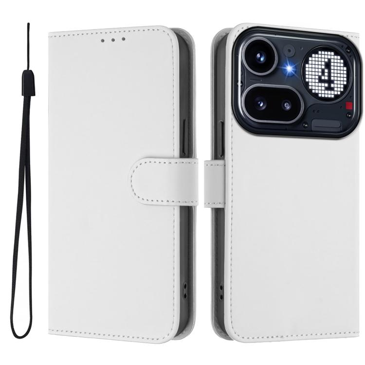 Skin Feel Solid Color Leather Phone Case with Lanyard, For Nothing Phone 4a Pro, For Nothing Phone 4a