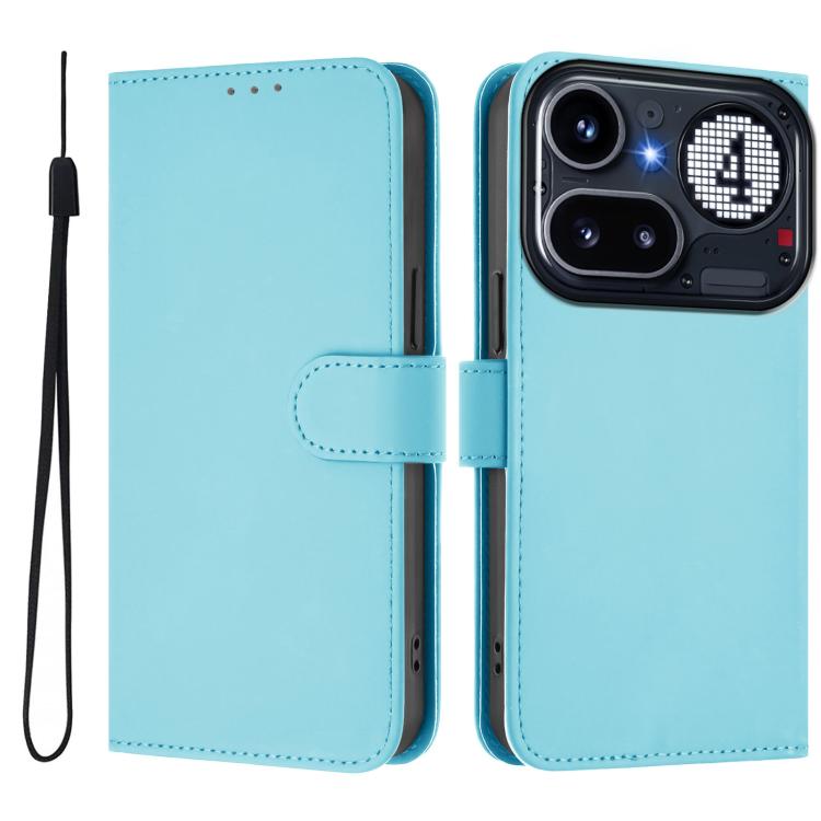 Skin Feel Solid Color Leather Phone Case with Lanyard, For Nothing Phone 4a Pro, For Nothing Phone 4a