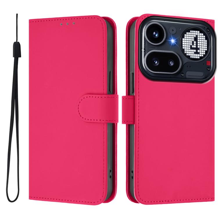 Skin Feel Solid Color Leather Phone Case with Lanyard, For Nothing Phone 4a Pro, For Nothing Phone 4a